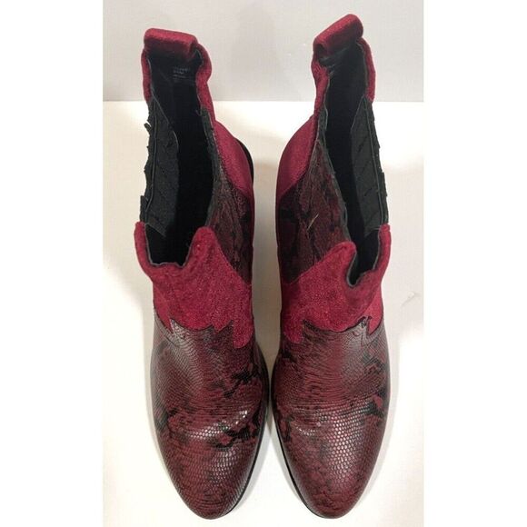 Donald J Pliner  Western Cowgirl Leather Rivver Red Snakeskin Booties 8.5 - Picture 1 of 16